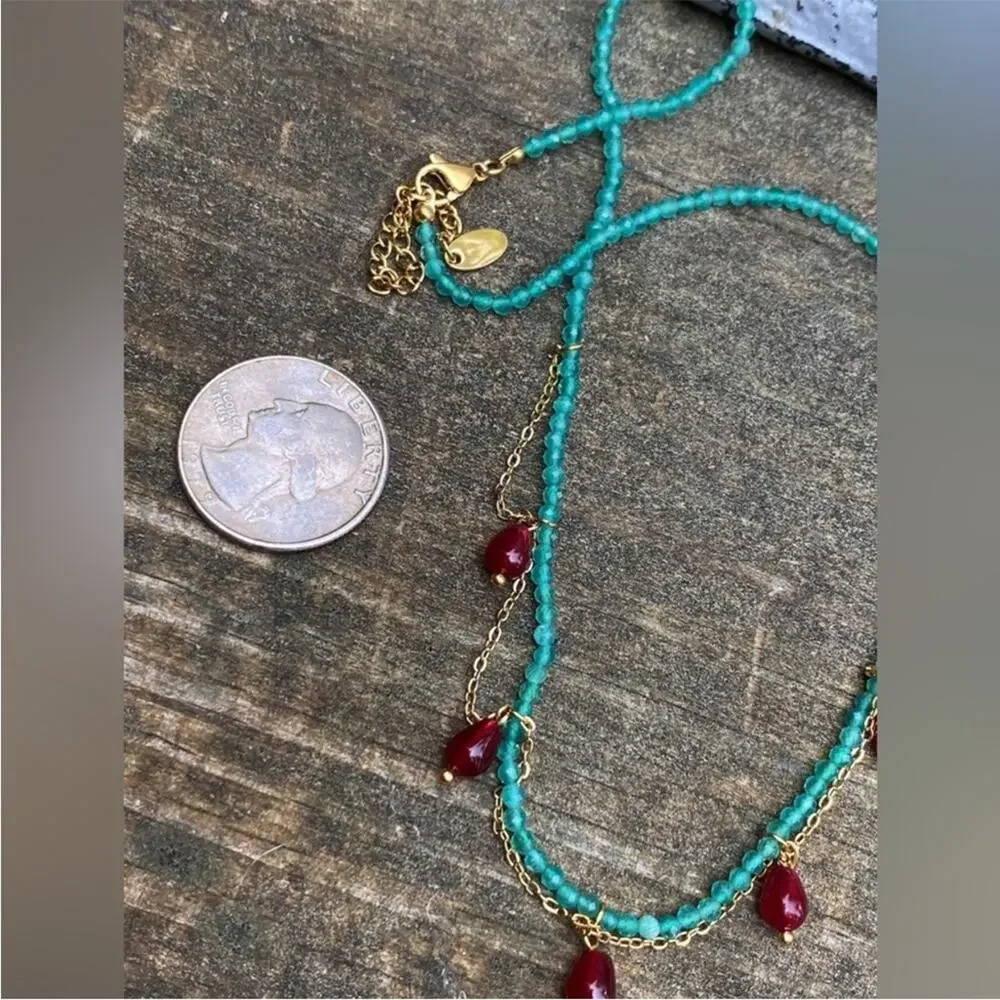 NEW Stone & Crystal Double-Strand Necklace - Picture 6 of 8